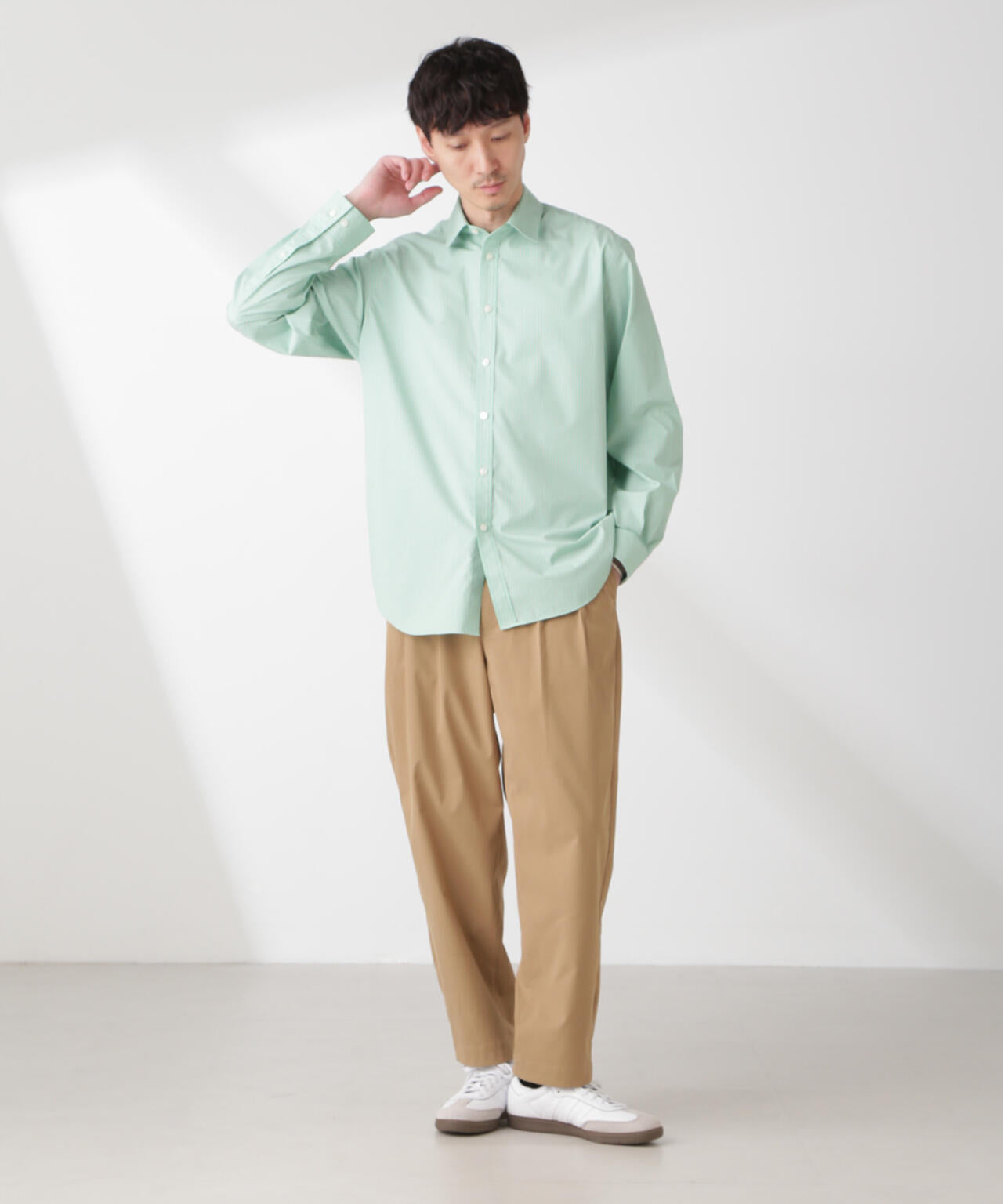 ESTENEIGE(R) レギュラーカラーシャツストライプ 長袖/接触冷感 6685120226