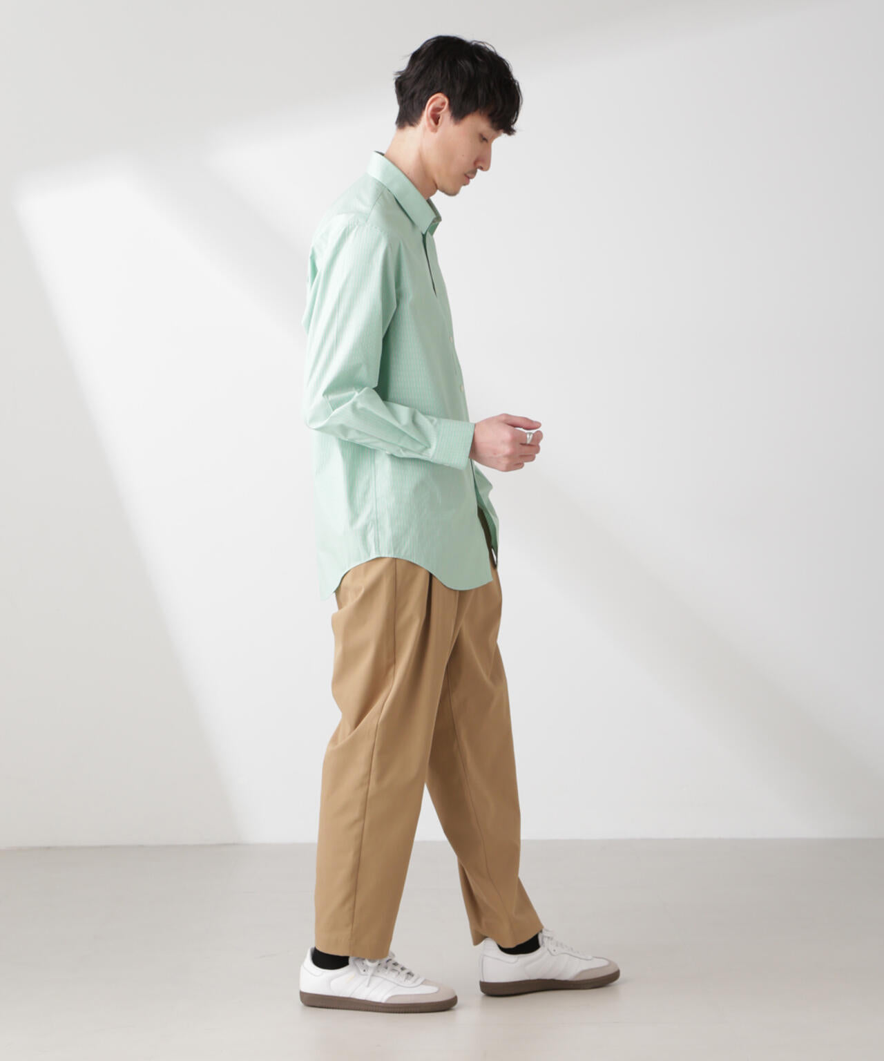 ESTENEIGE(R) レギュラーカラーシャツストライプ 長袖/接触冷感 6685120226