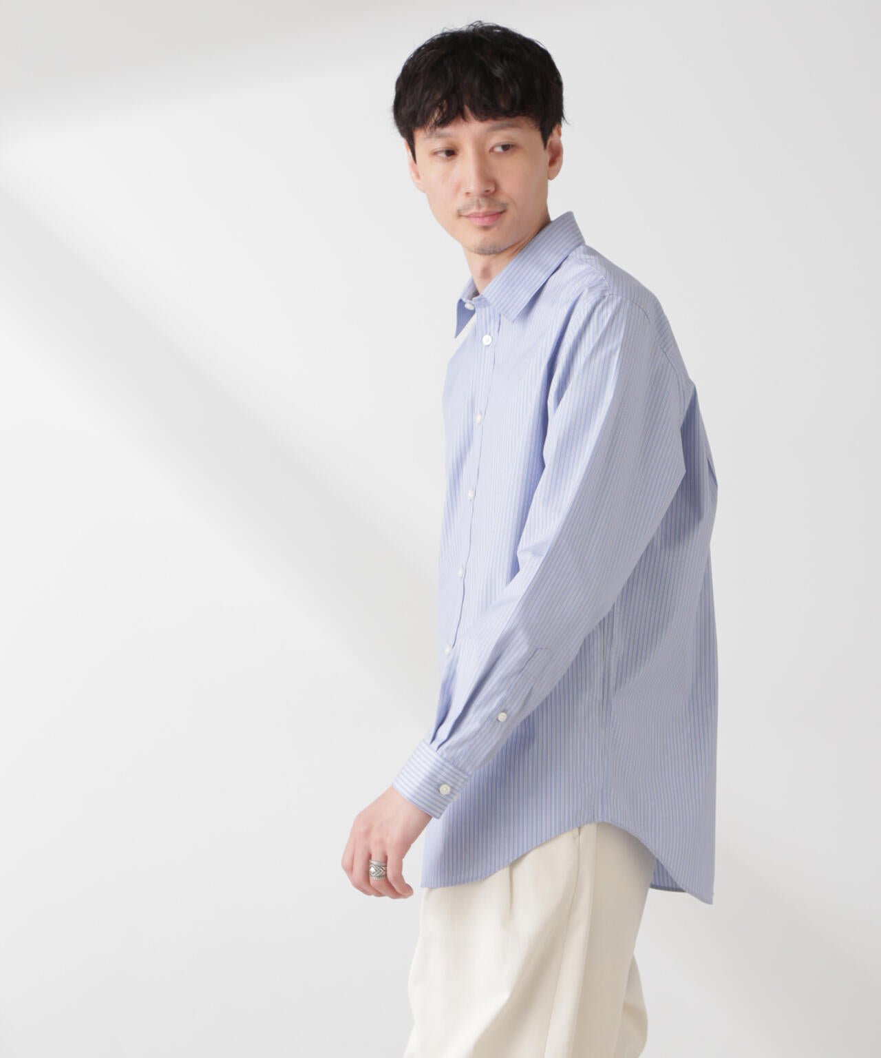 ESTENEIGE(R) レギュラーカラーシャツストライプ 長袖/接触冷感 6685120226