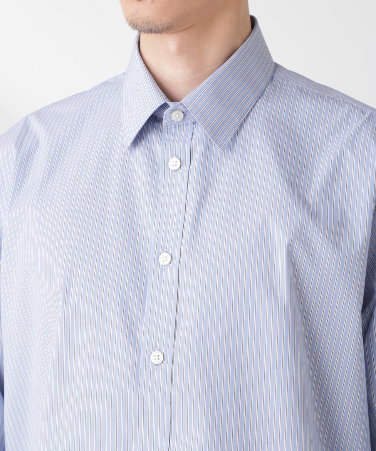 ESTENEIGE(R) レギュラーカラーシャツストライプ 長袖/接触冷感 6685120226