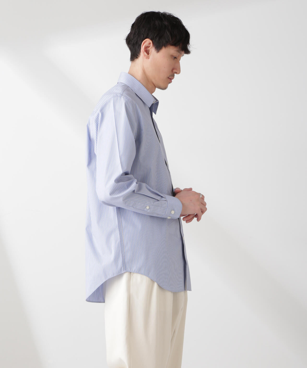 ESTENEIGE(R) レギュラーカラーシャツストライプ 長袖/接触冷感 6685120226