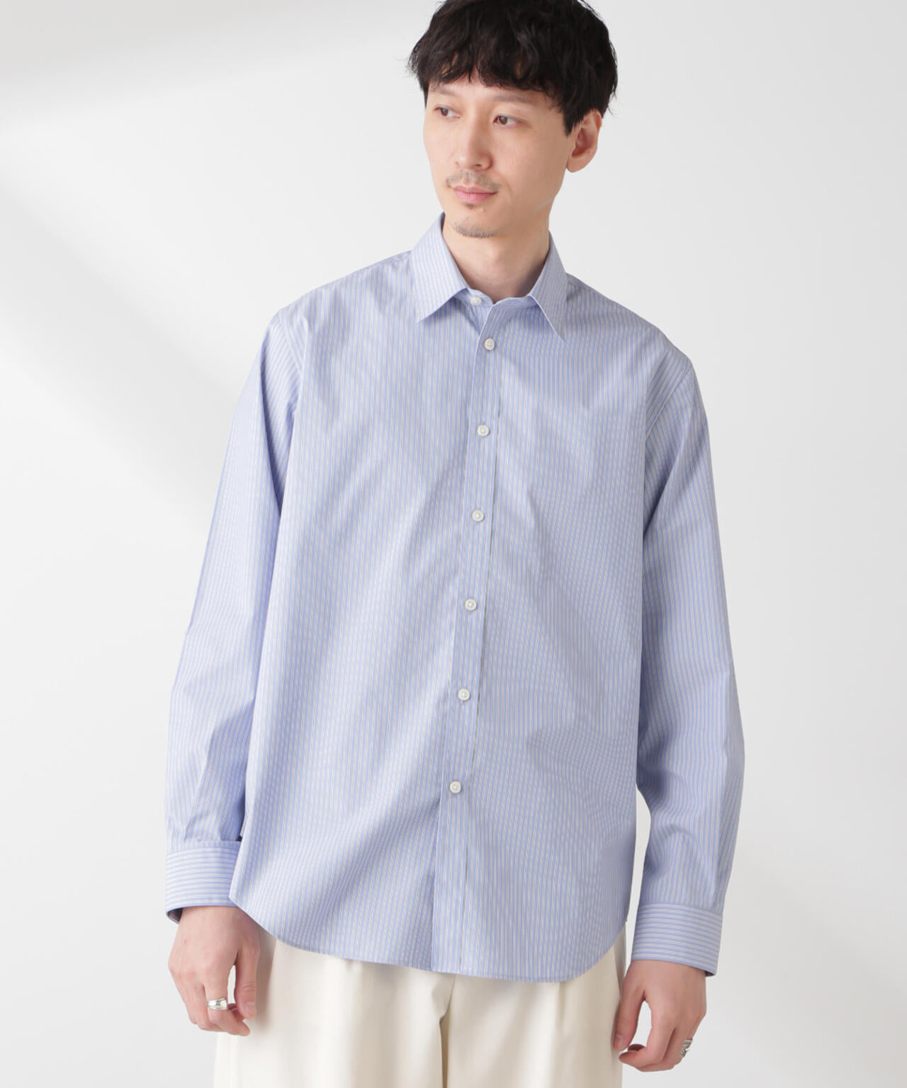 ESTENEIGE(R) レギュラーカラーシャツストライプ 長袖/接触冷感 6685120226