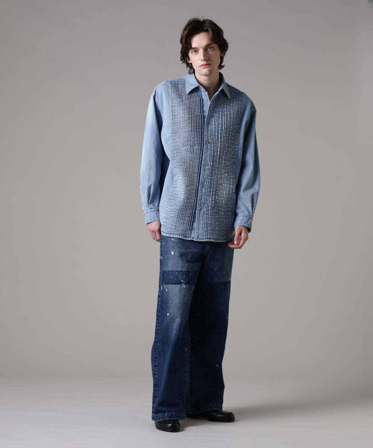 「ASSEMBLANC」ピンタックデニムシャツ 6685120228