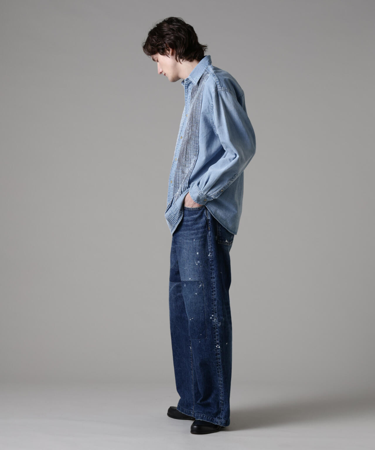 「ASSEMBLANC」ピンタックデニムシャツ 6685120228