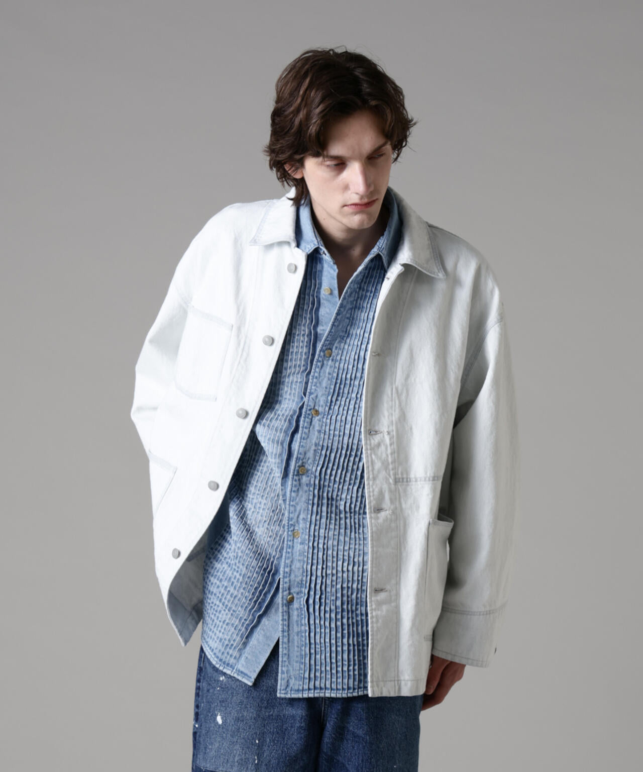 「ASSEMBLANC」ピンタックデニムシャツ 6685120228