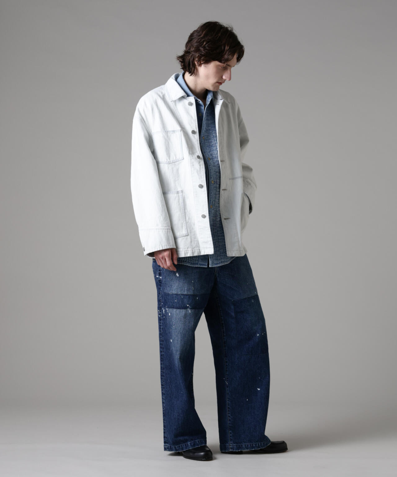 「ASSEMBLANC」ピンタックデニムシャツ 6685120228