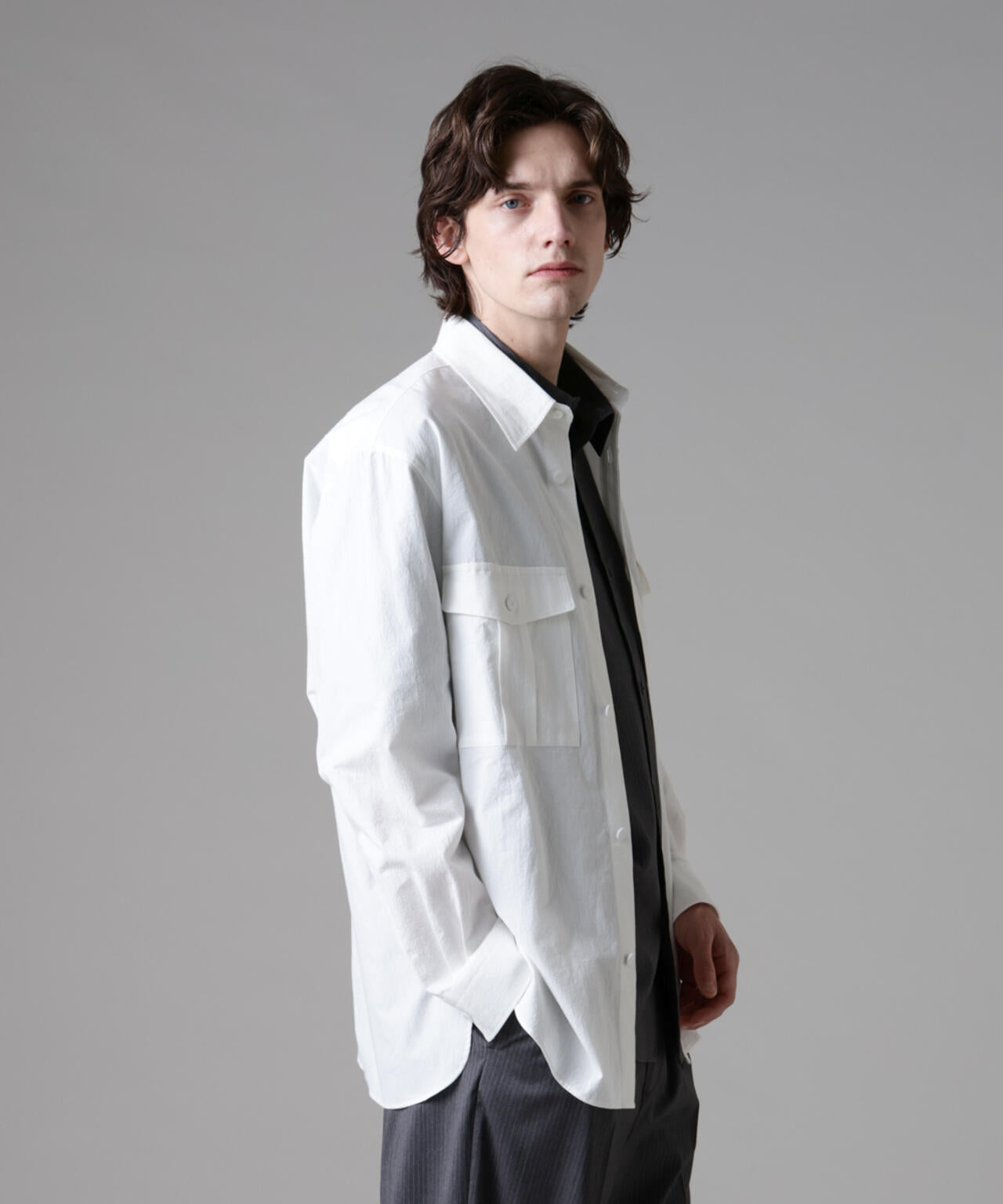 「ASSEMBLANC」フロントポケットサファリシャツ 6685120232