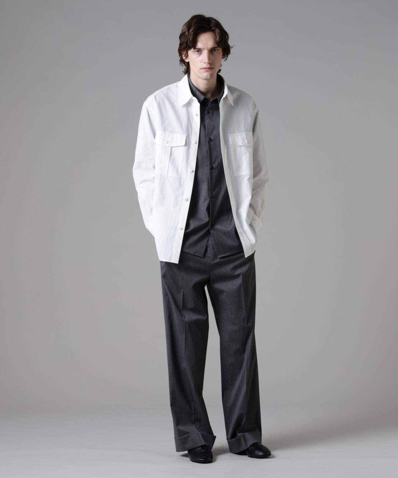 「ASSEMBLANC」フロントポケットサファリシャツ 6685120232