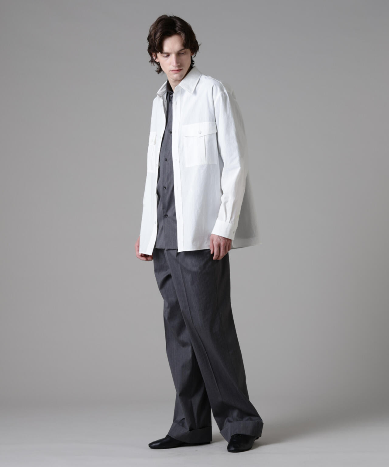 「ASSEMBLANC」フロントポケットサファリシャツ 6685120232