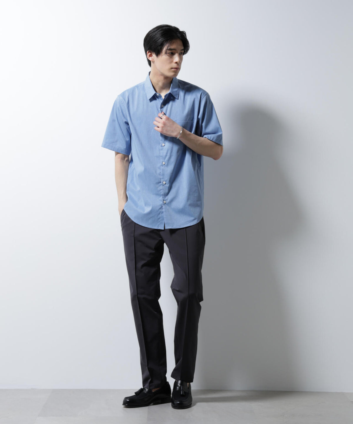 「ICE FLOW LINEN」レギュラーカラーシャツ 半袖 6685121202