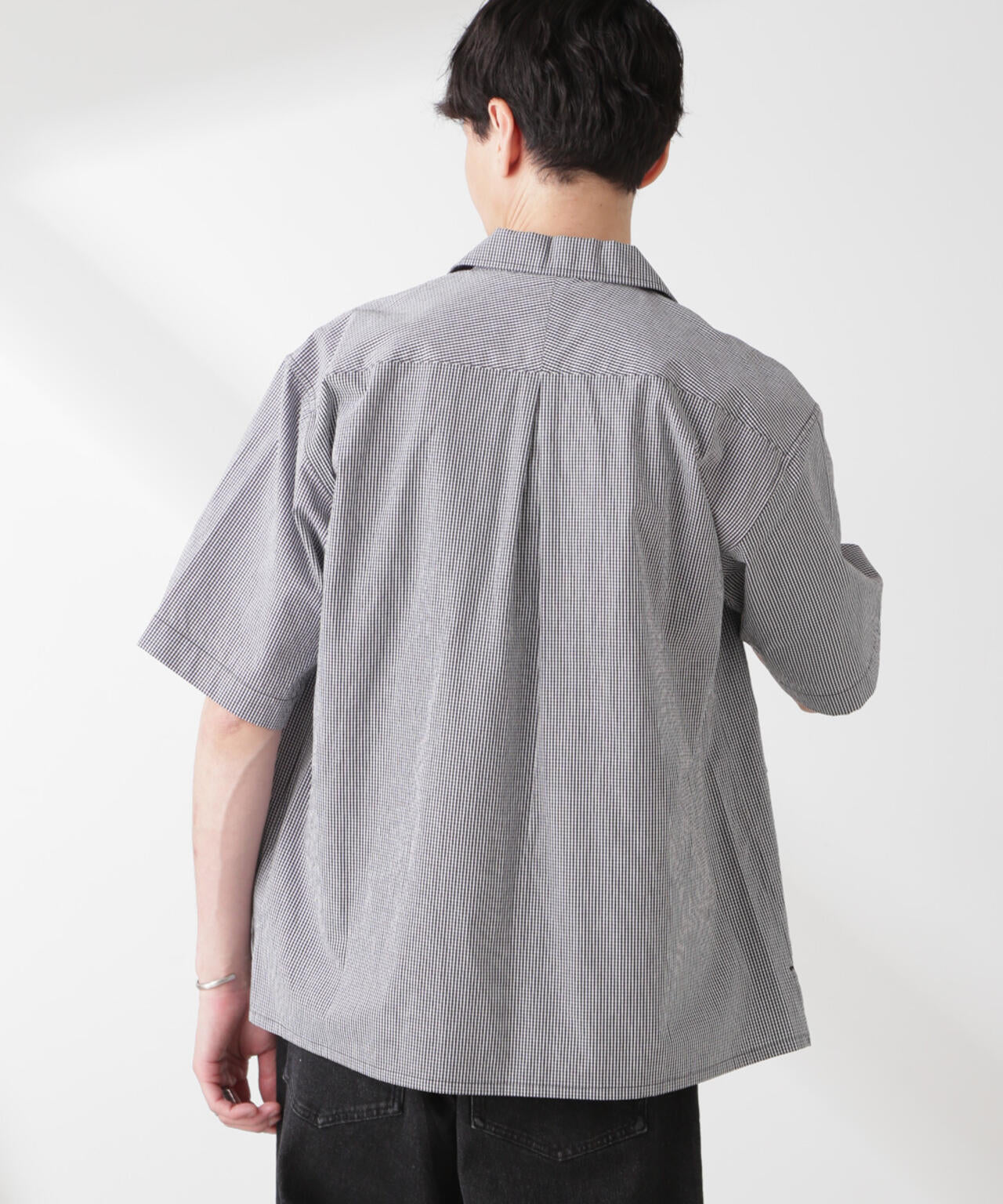 「NJ/CLUB」 マイクロギンガムチェックシャツ 半袖 6685121206