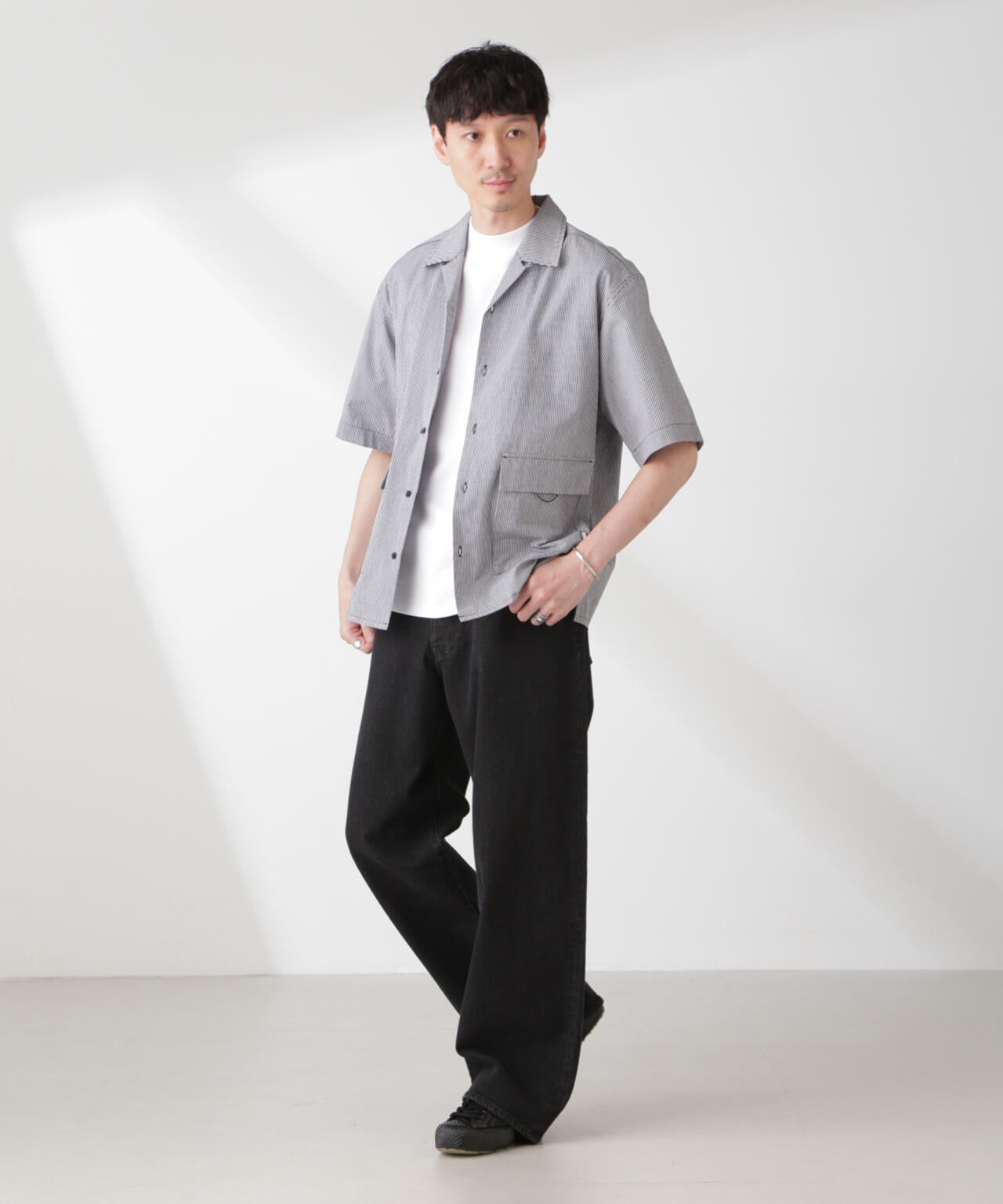 「NJ/CLUB」 マイクロギンガムチェックシャツ 半袖 6685121206