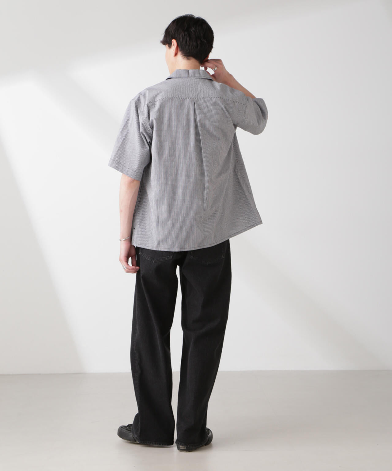 「NJ/CLUB」 マイクロギンガムチェックシャツ 半袖 6685121206