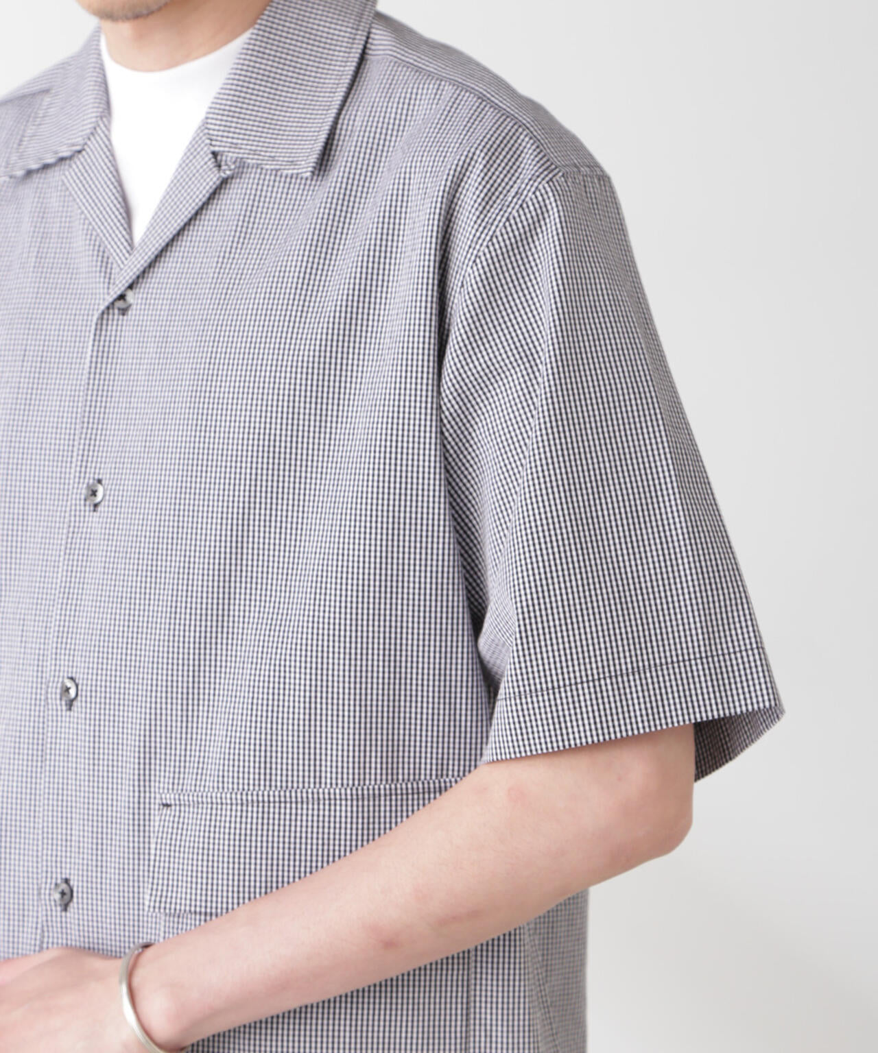 「NJ/CLUB」 マイクロギンガムチェックシャツ 半袖 6685121206