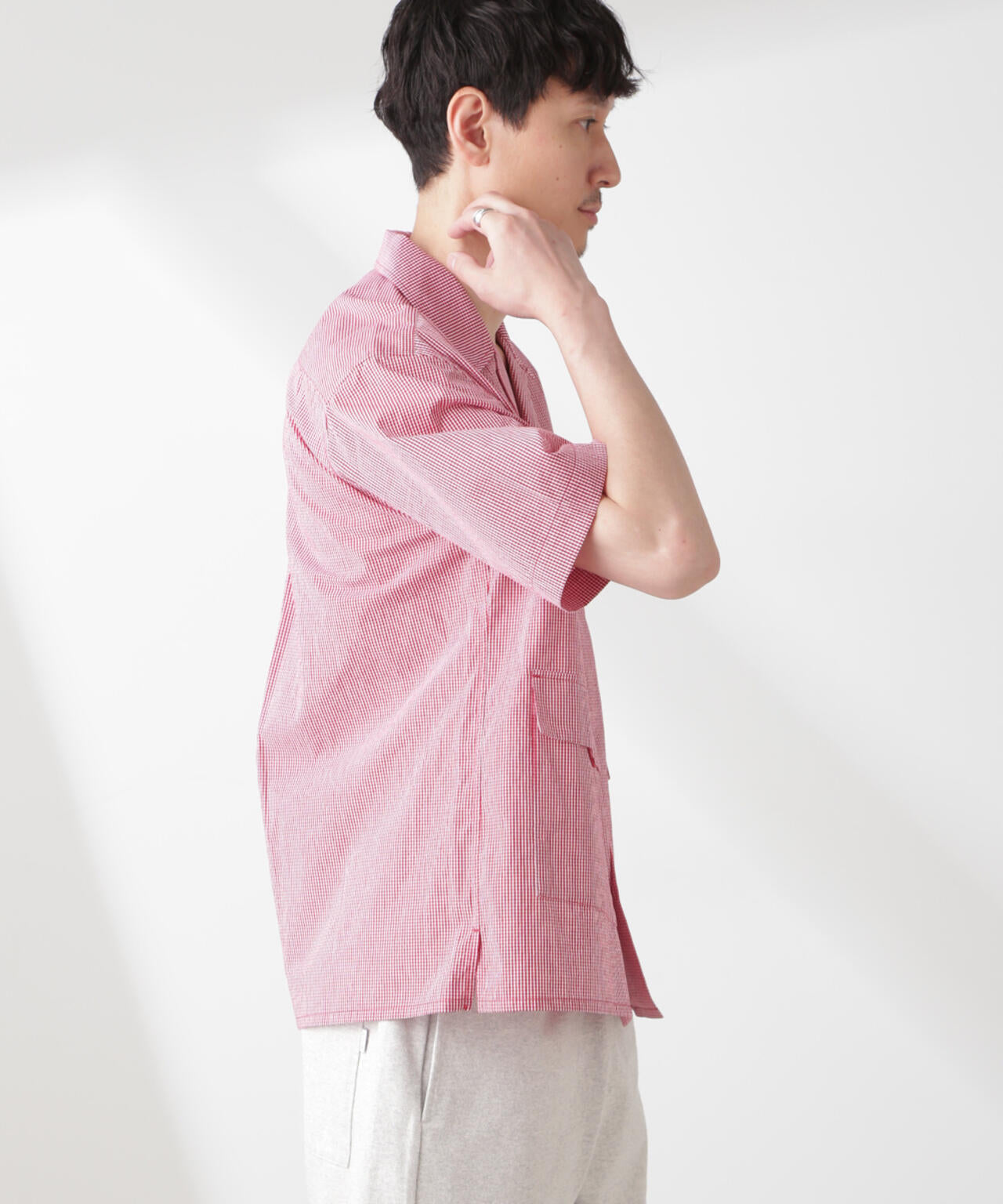 「NJ/CLUB」 マイクロギンガムチェックシャツ 半袖 6685121206