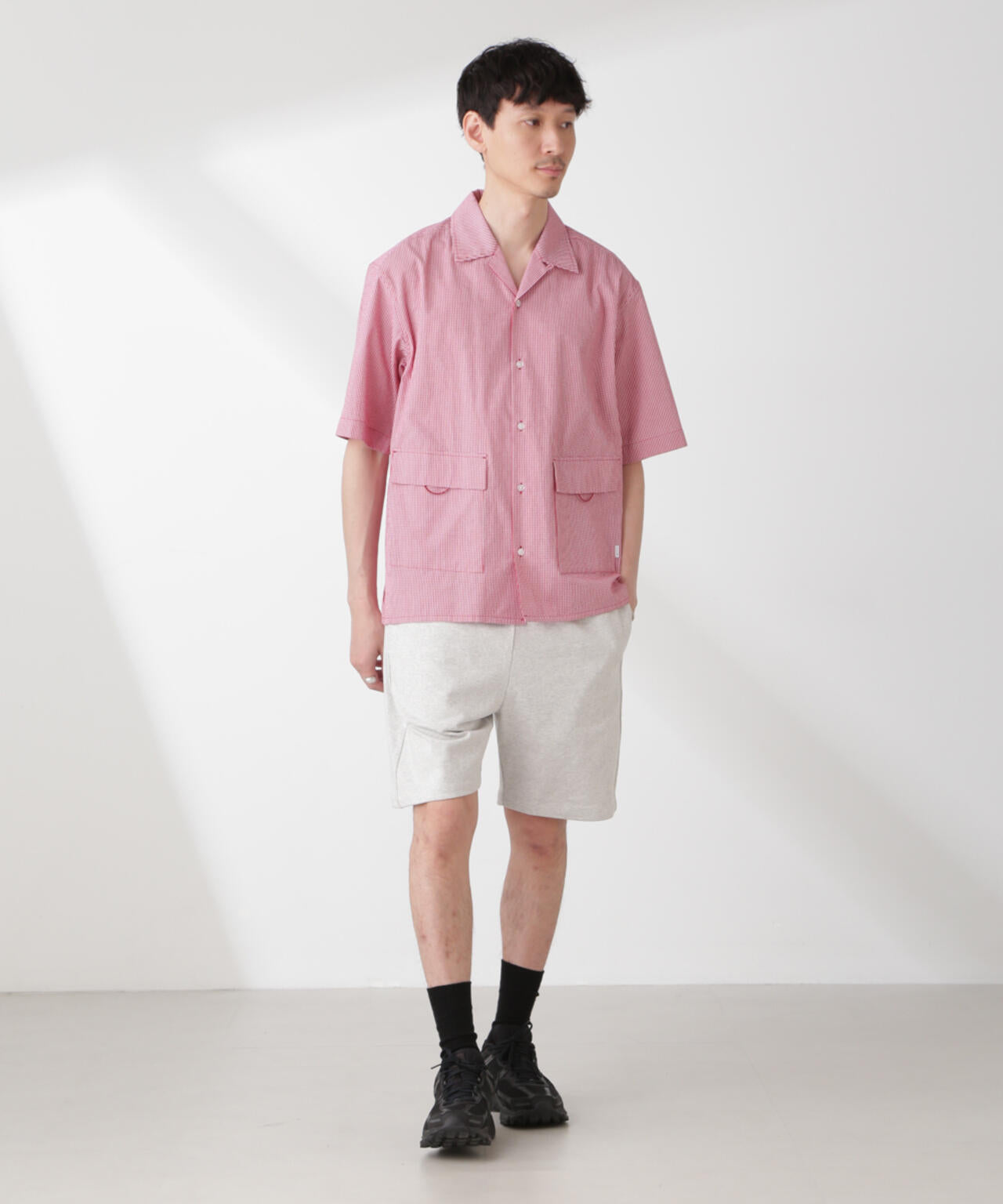 「NJ/CLUB」 マイクロギンガムチェックシャツ 半袖 6685121206