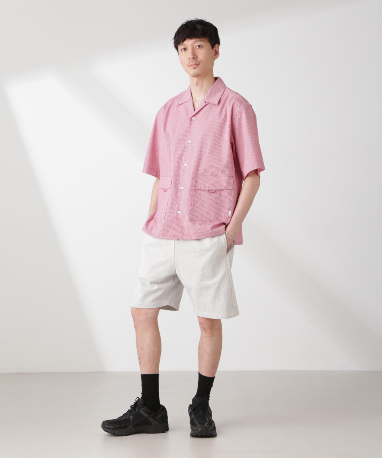 「NJ/CLUB」 マイクロギンガムチェックシャツ 半袖 6685121206