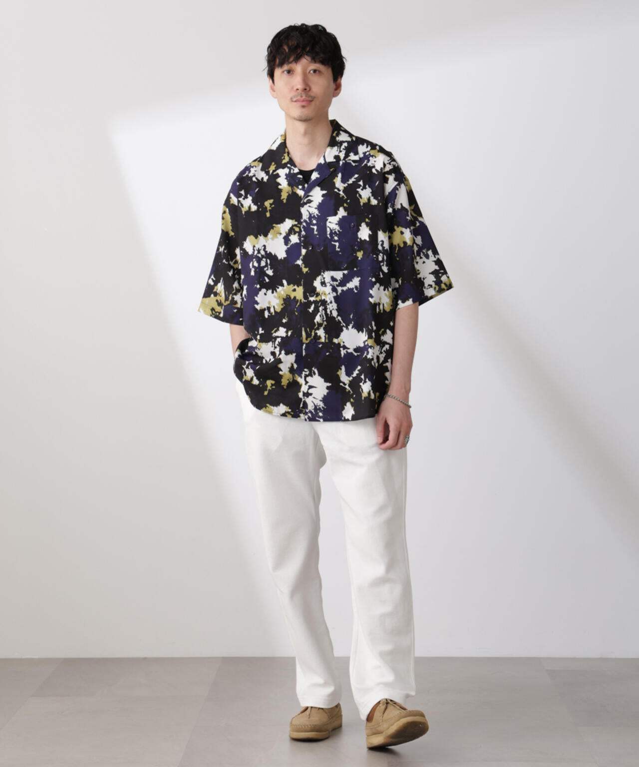 ペイント風オープンカラーシャツ 6685121213