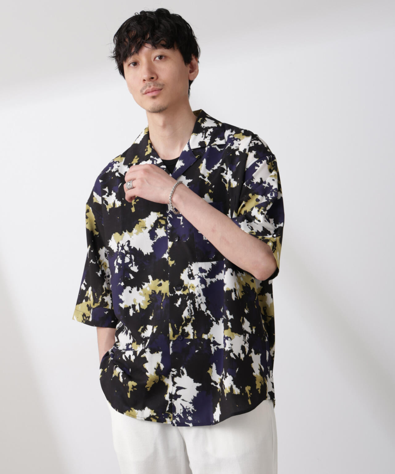 ペイント風オープンカラーシャツ 6685121213