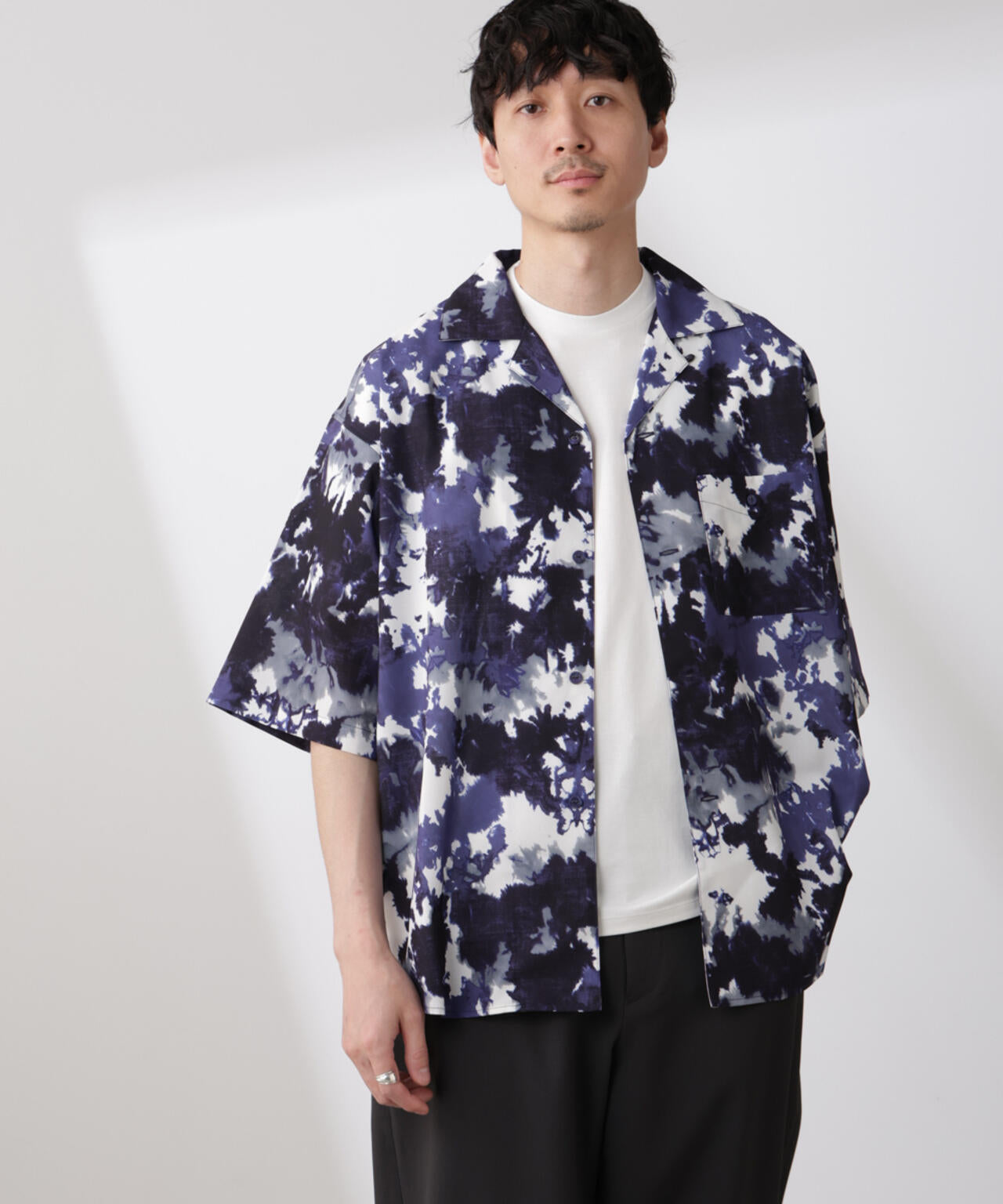 ペイント風オープンカラーシャツ 6685121213