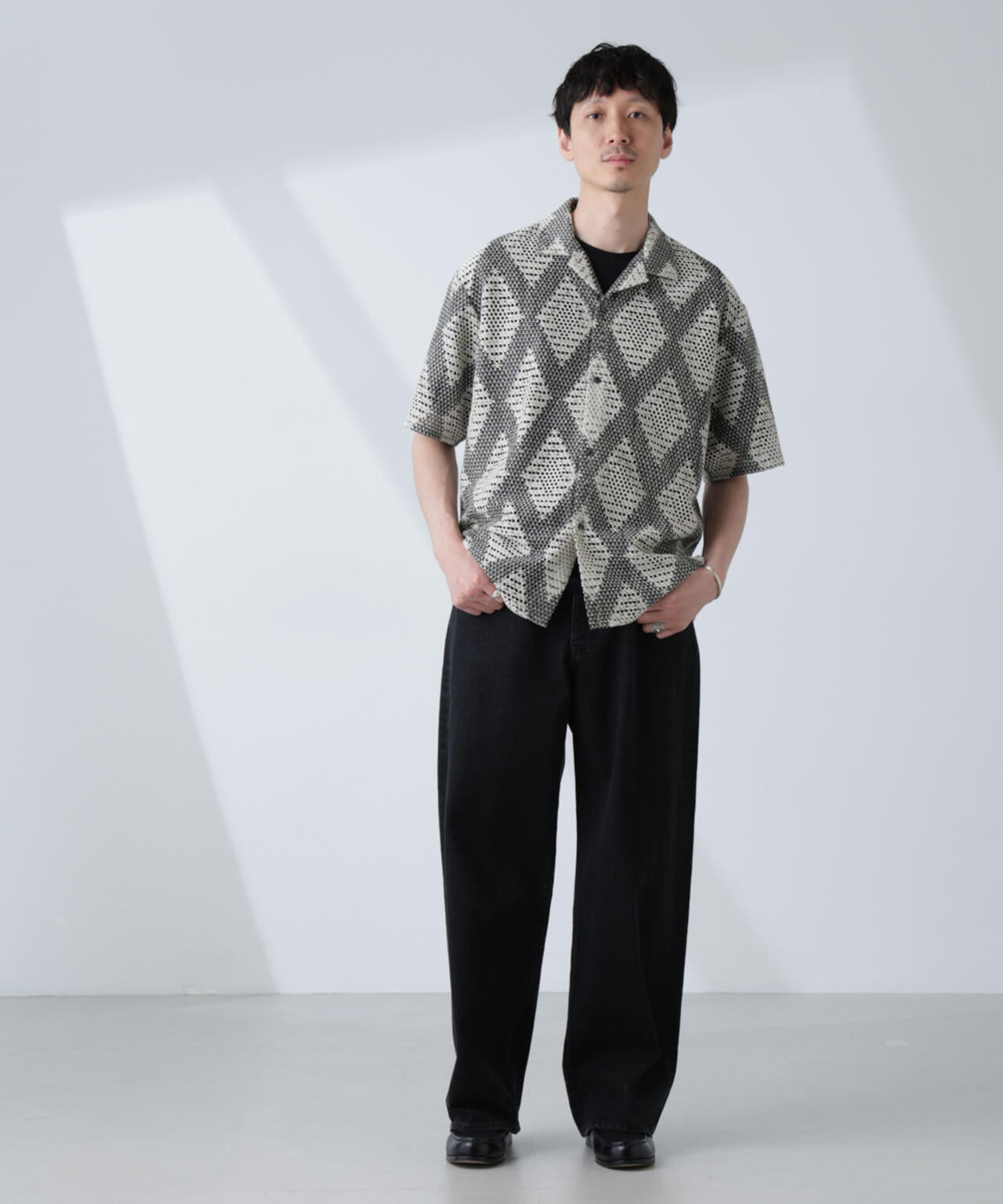 ダイヤレース オープンカラーシャツ 6685121217