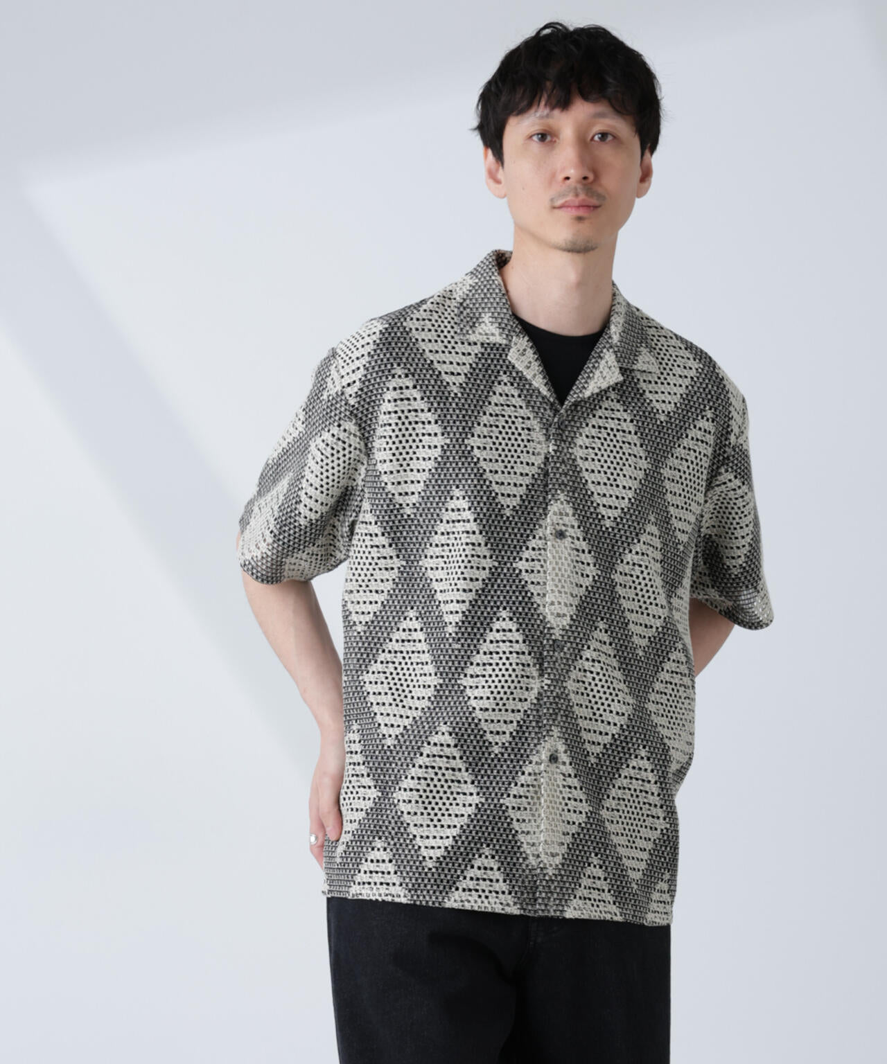 ダイヤレース オープンカラーシャツ 6685121217