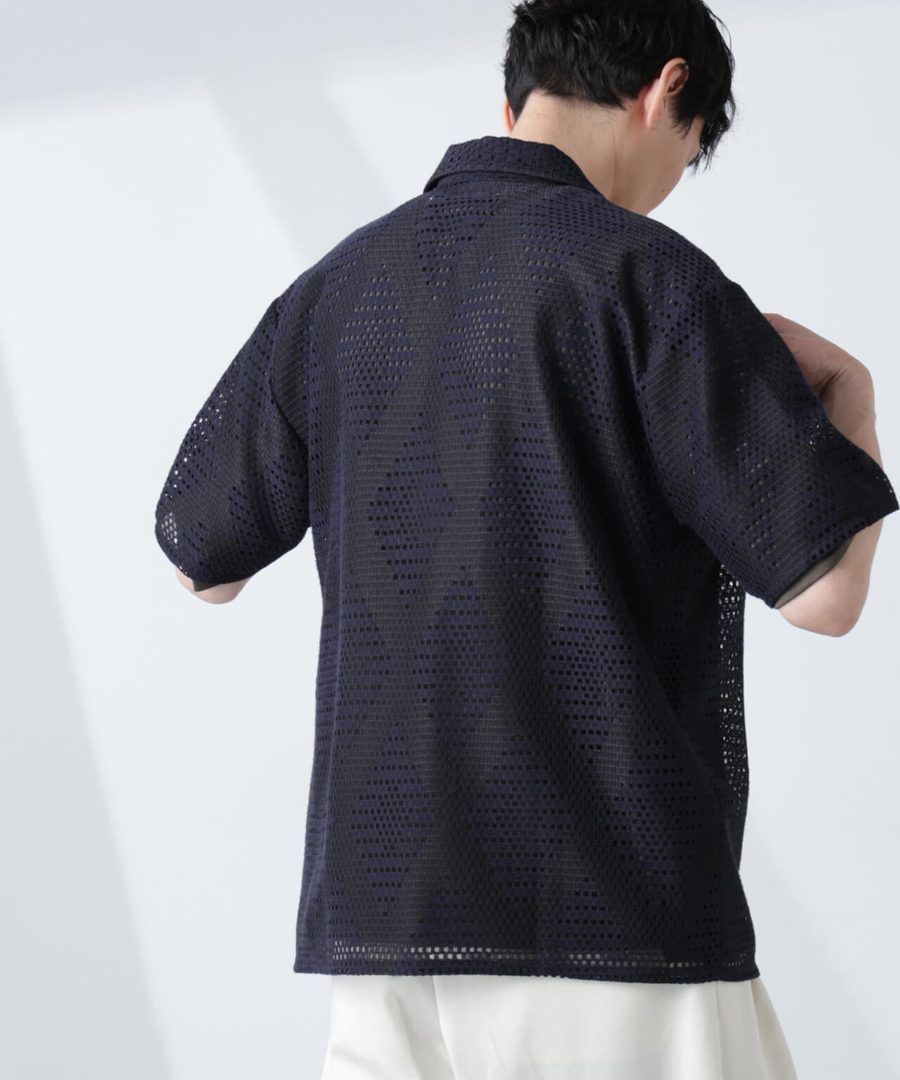 ダイヤレース オープンカラーシャツ 6685121217