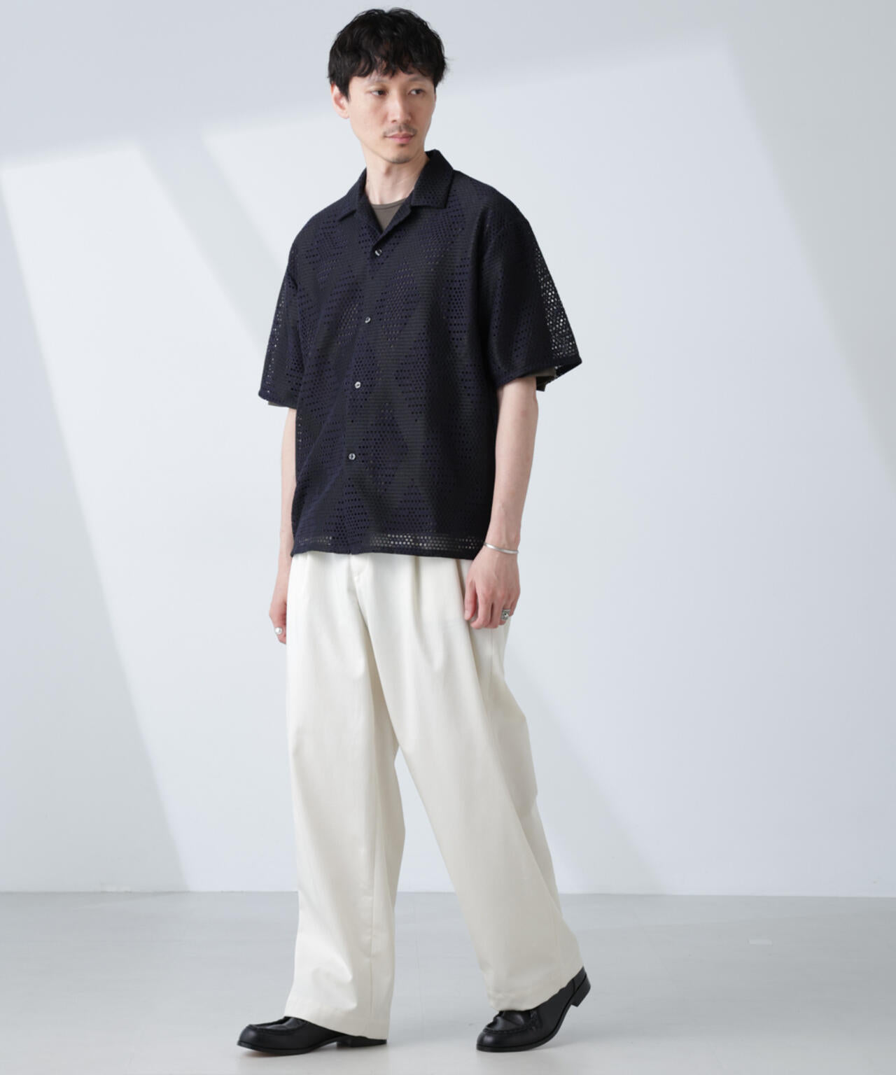 ダイヤレース オープンカラーシャツ 6685121217