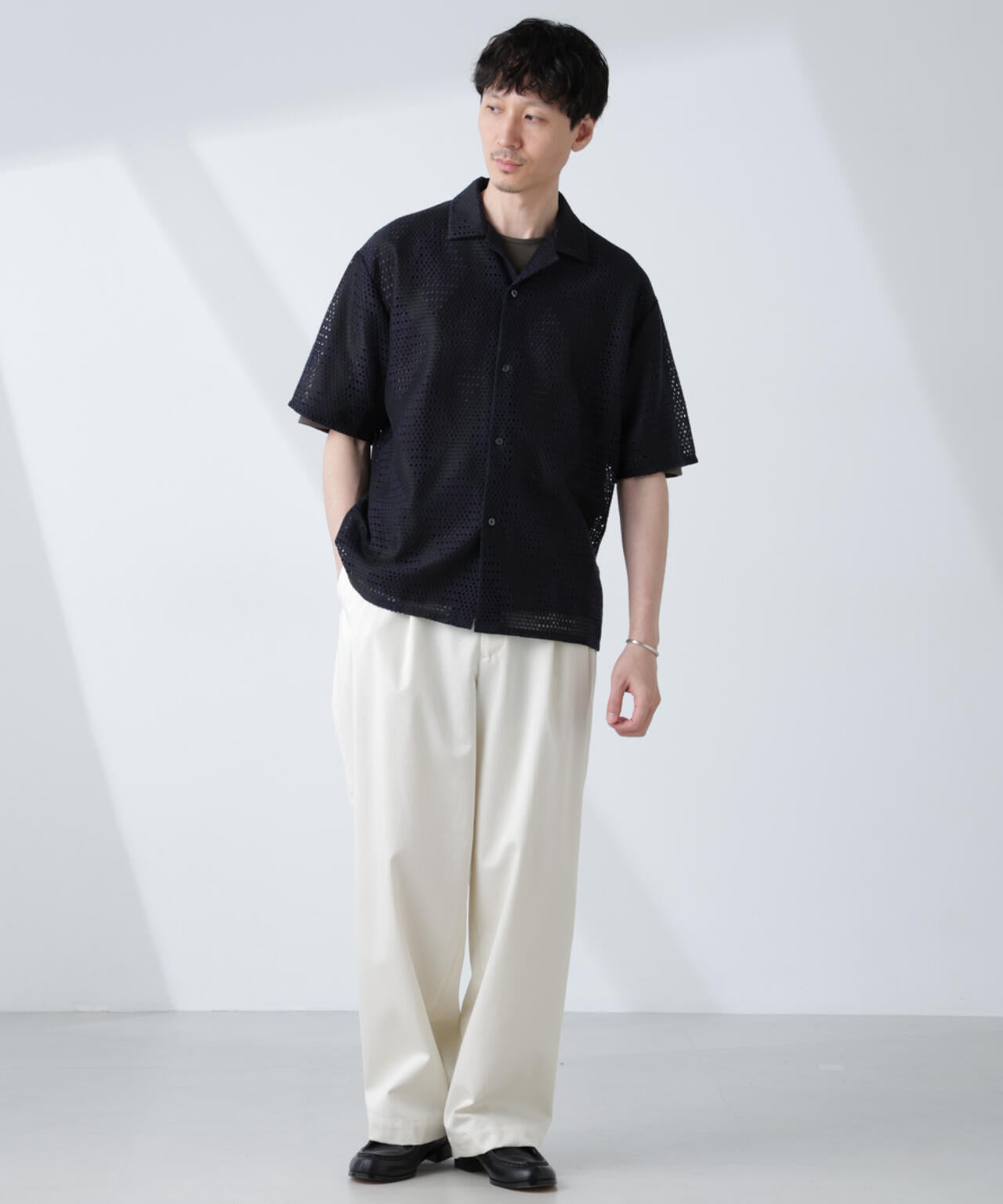 ダイヤレース オープンカラーシャツ 6685121217