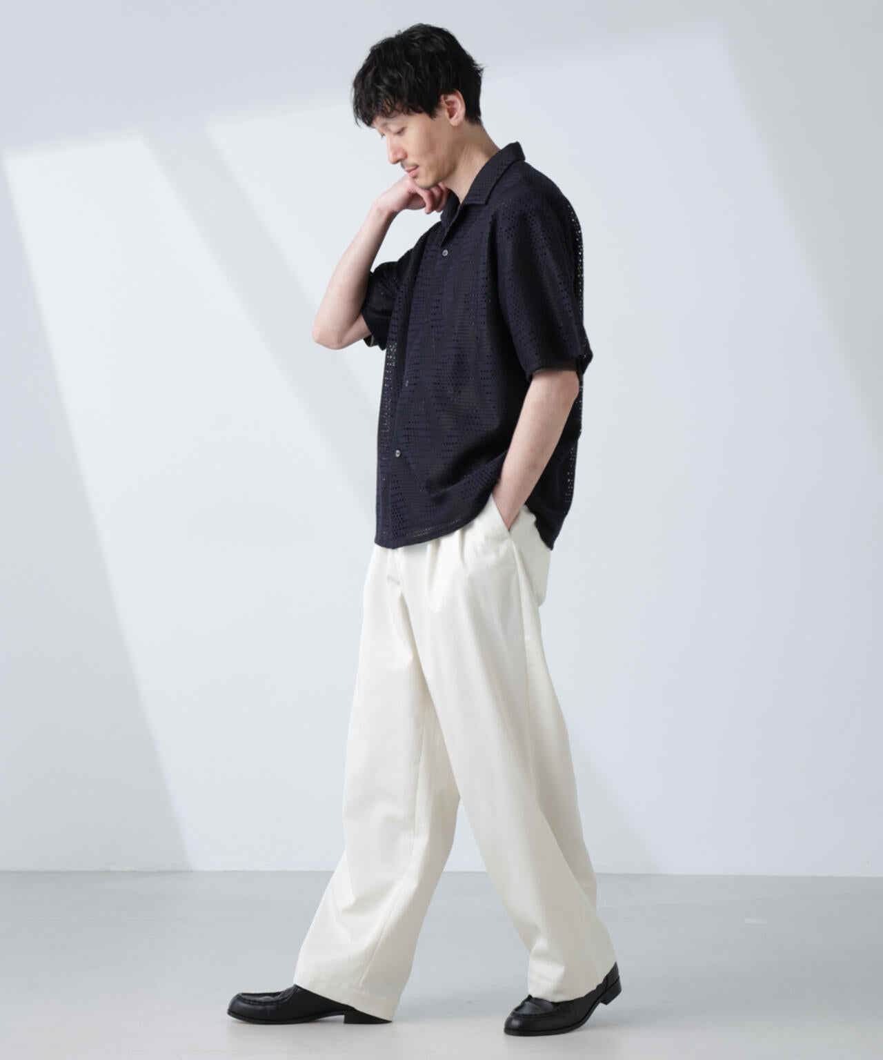 ダイヤレース オープンカラーシャツ 6685121217