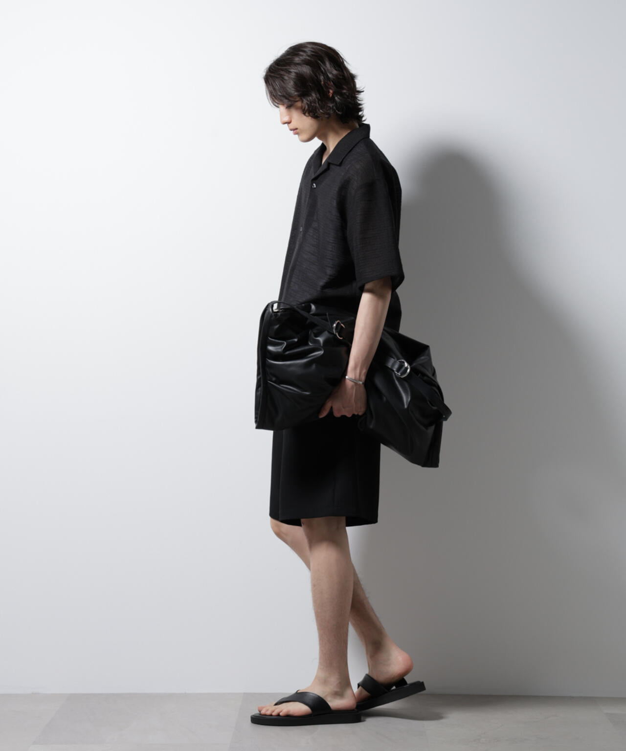 スラブラメ オープンカラーシャツ 6685121221