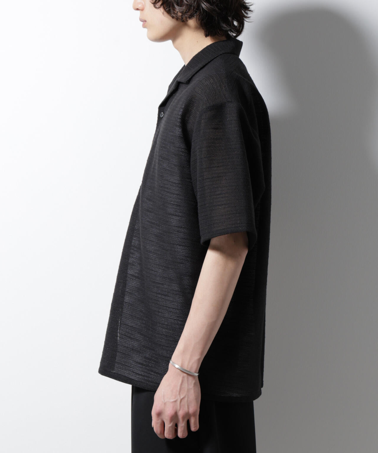 スラブラメ オープンカラーシャツ 6685121221