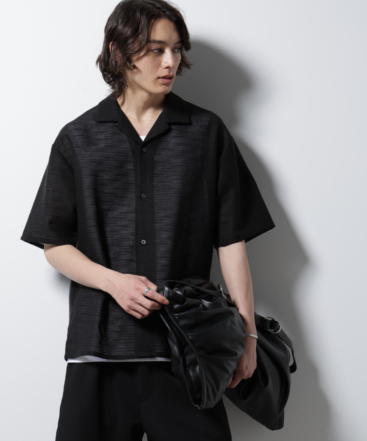 スラブラメ オープンカラーシャツ 6685121221