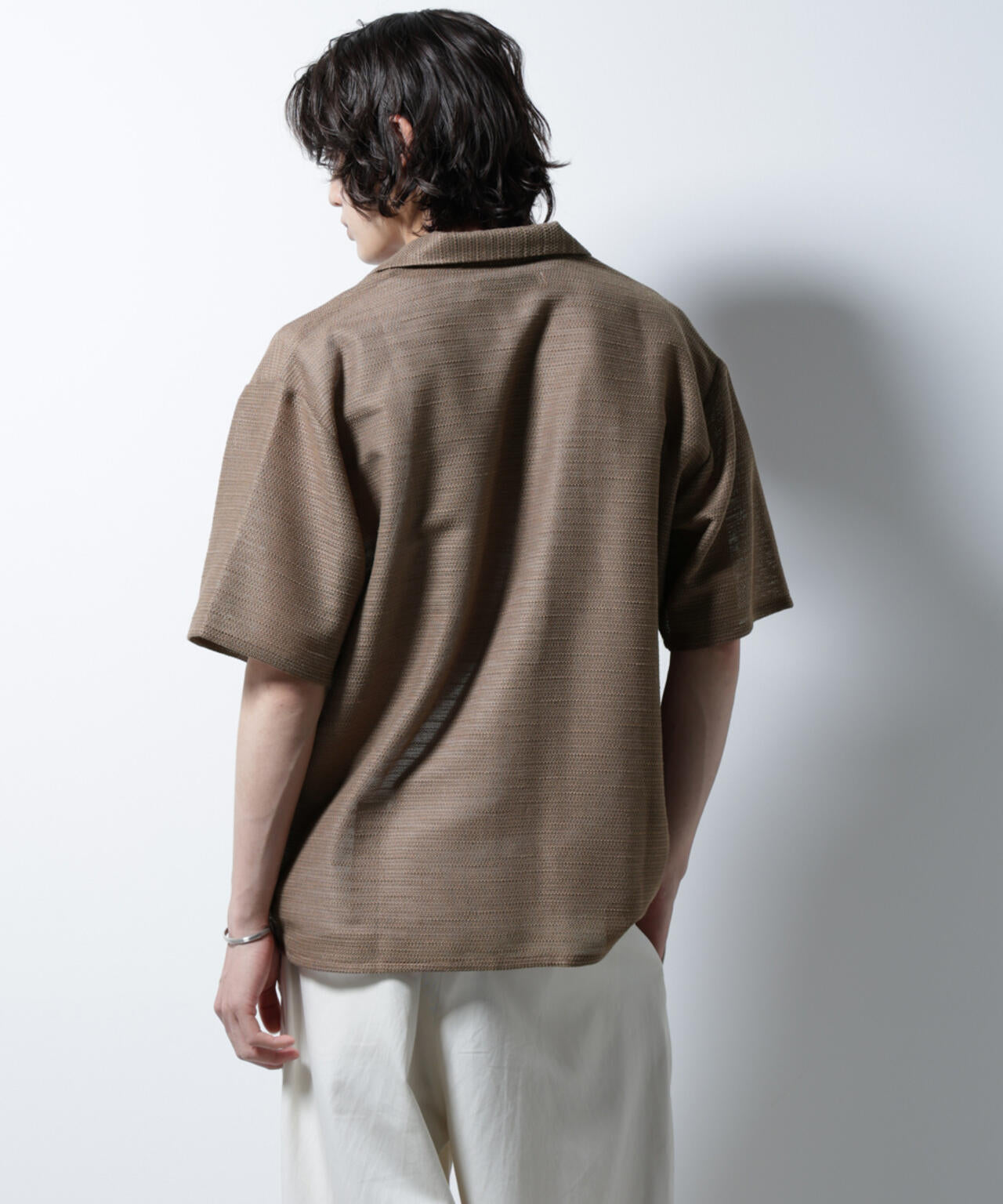 スラブラメ オープンカラーシャツ 6685121221