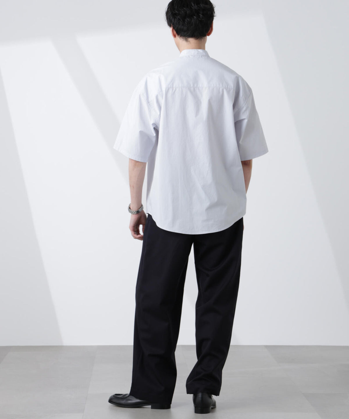 「大人のワイドシャツ」バンドカラー 半袖 6685121223