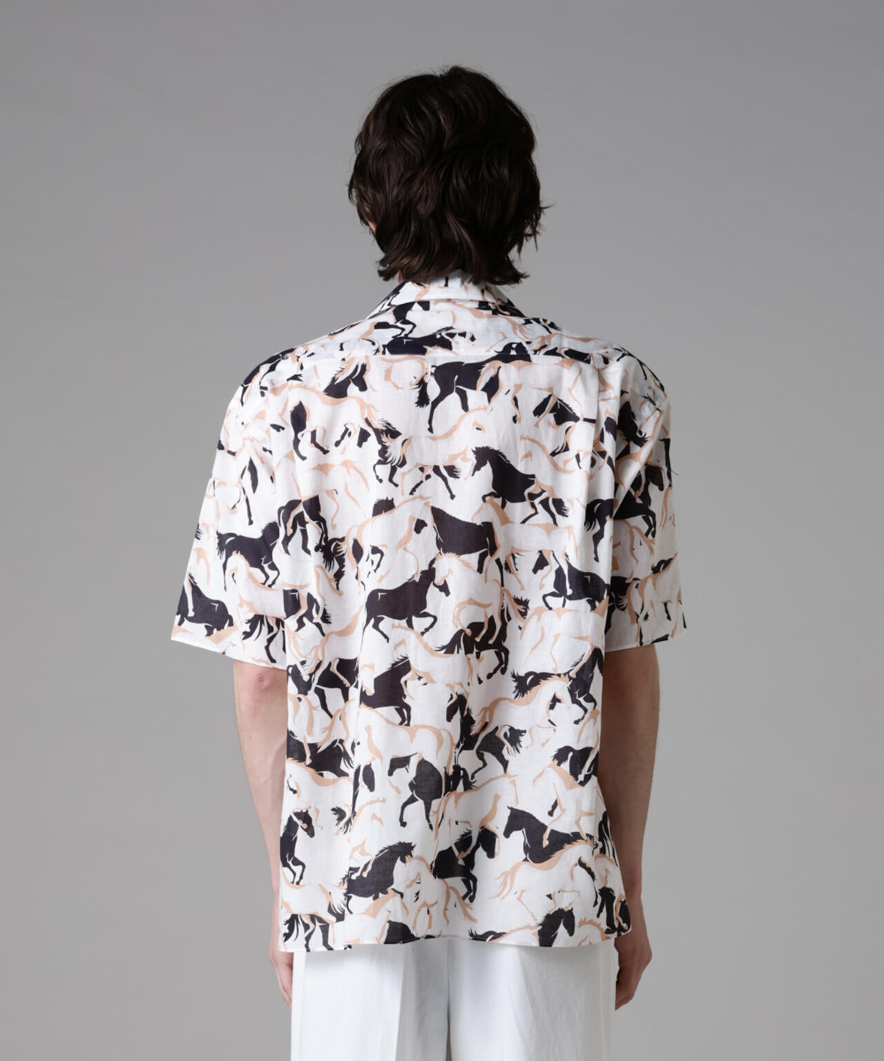 「ASSEMBLANC」Horse runningプリントキャンプカラーシャツ 6685121227