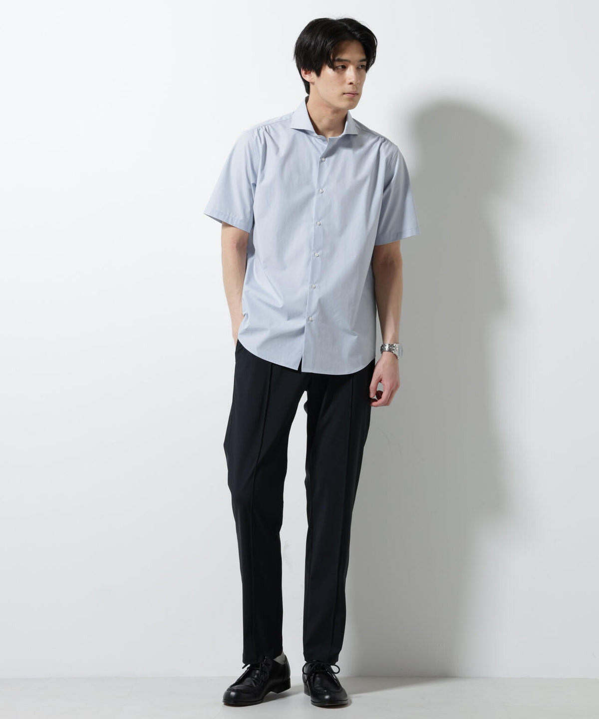 「N shirt」 速乾 ホリゾンタルカラーシャツ半袖 6685121231