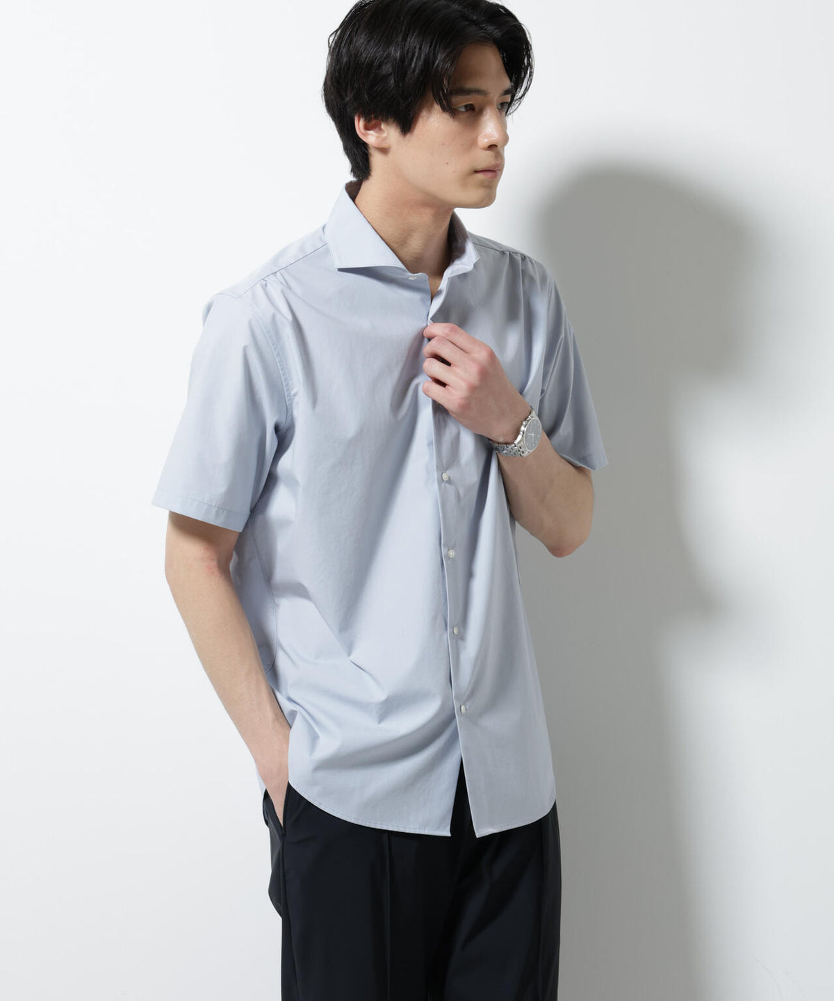 「N shirt」 速乾 ホリゾンタルカラーシャツ半袖 6685121231