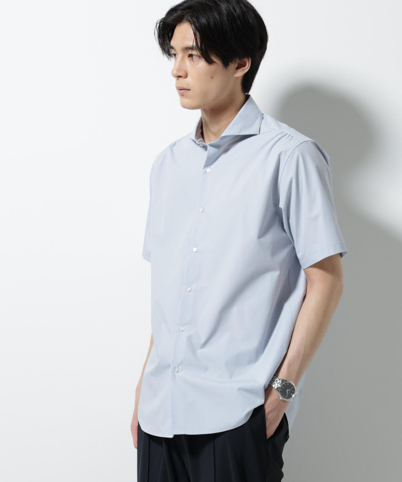 「N shirt」 速乾 ホリゾンタルカラーシャツ半袖 6685121231