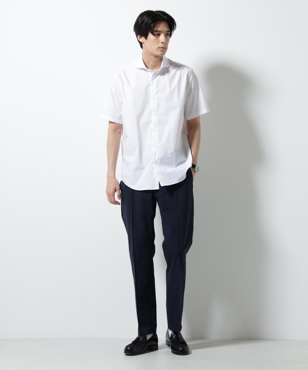 「N shirt」 速乾 ホリゾンタルカラーシャツ半袖 6685121231