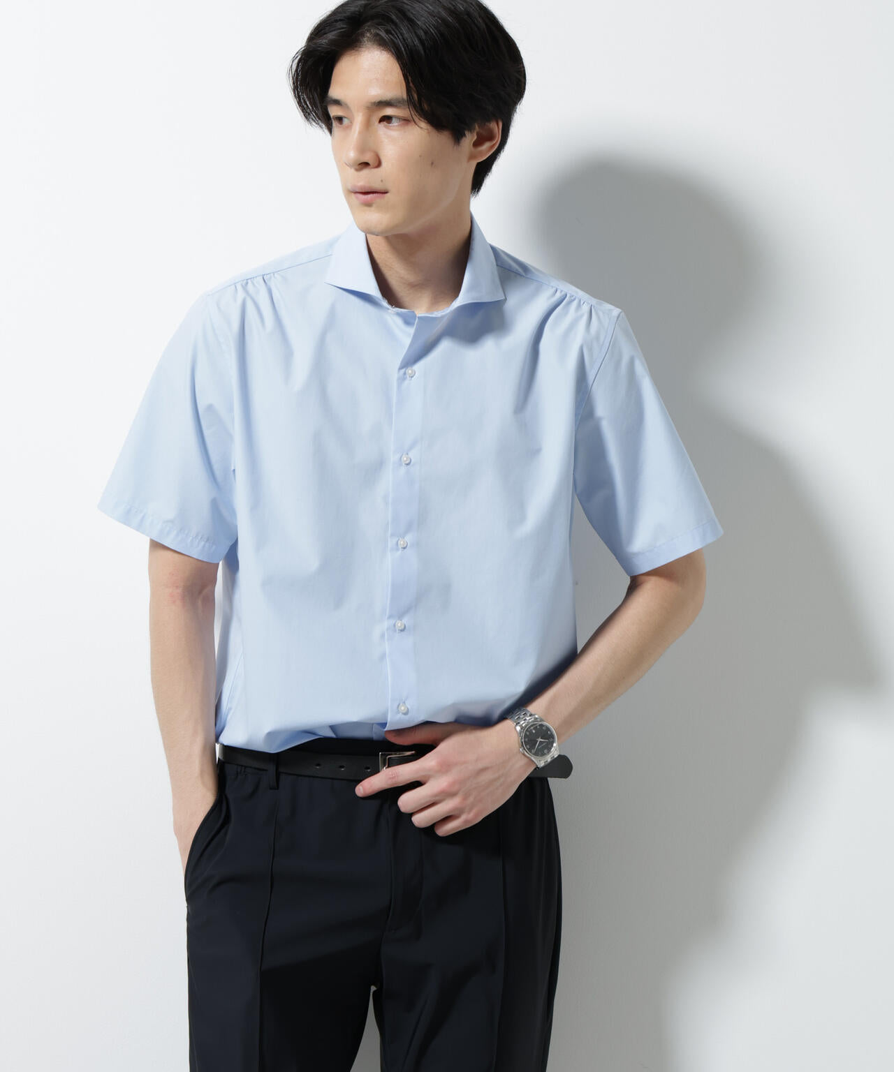 「N shirt」 速乾 ホリゾンタルカラーシャツ半袖 6685121231