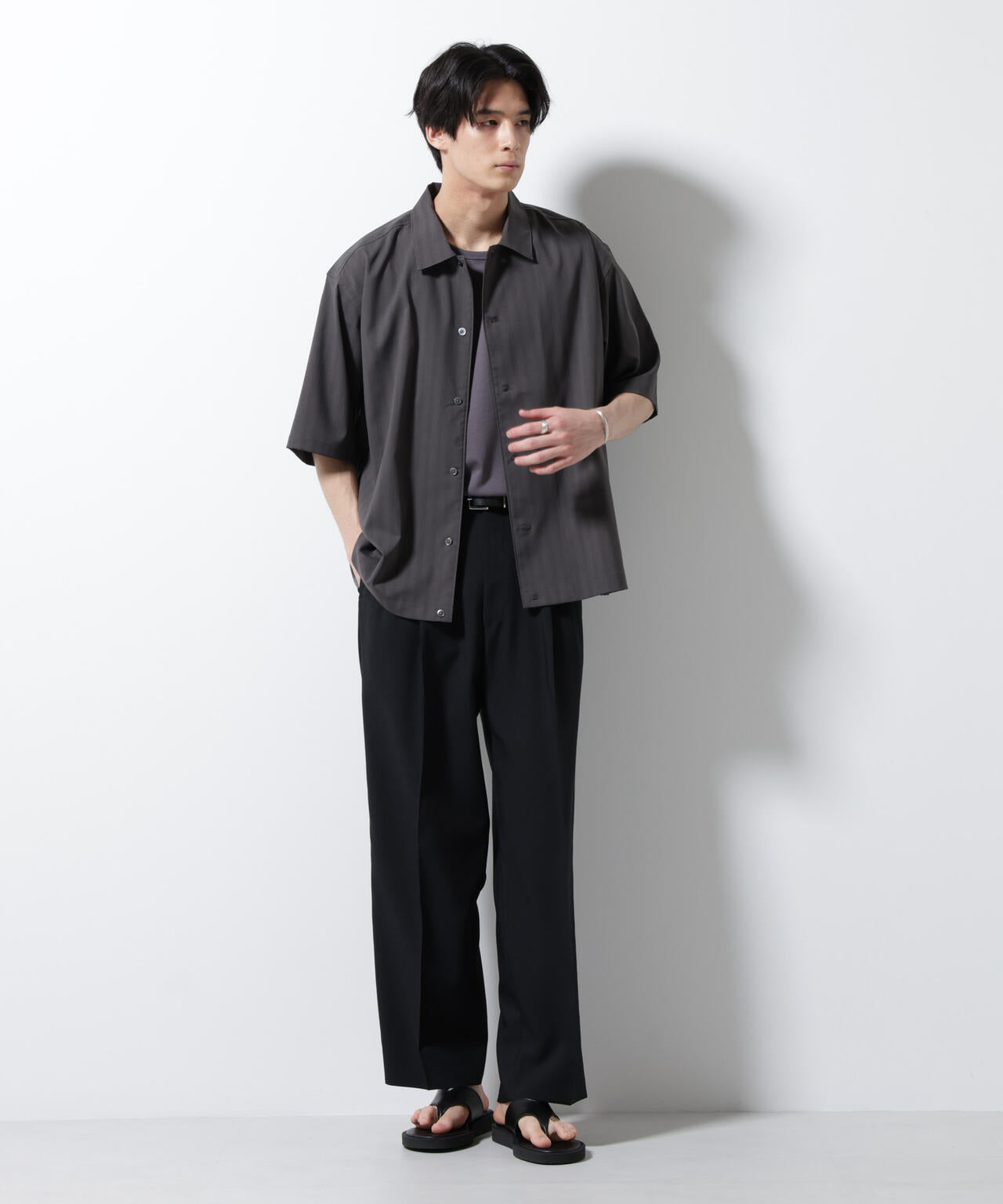 シャドーストライプハーフスリーブシャツ 6685121232