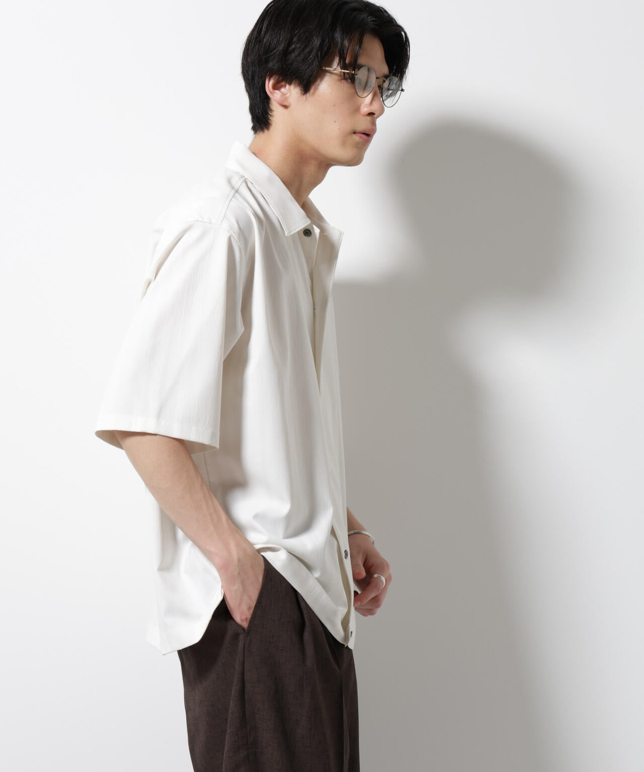 シャドーストライプハーフスリーブシャツ 6685121232