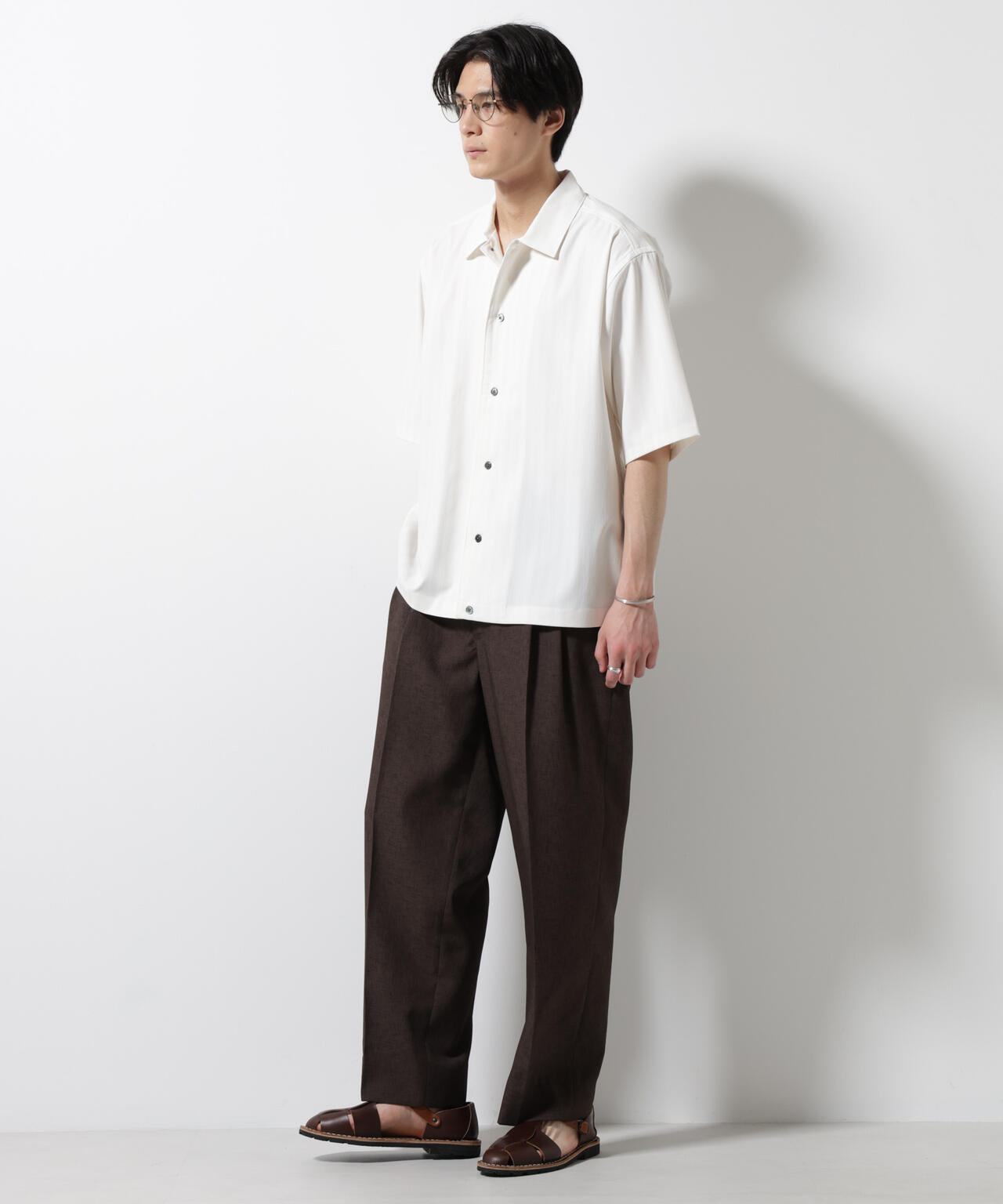 シャドーストライプハーフスリーブシャツ 6685121232