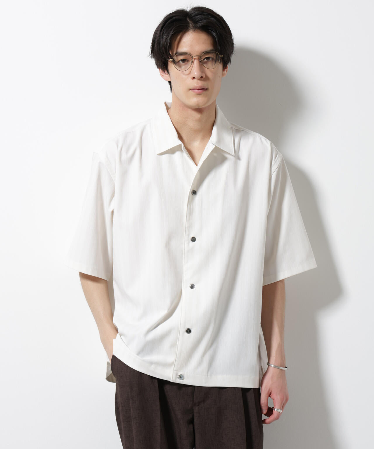 シャドーストライプハーフスリーブシャツ 6685121232