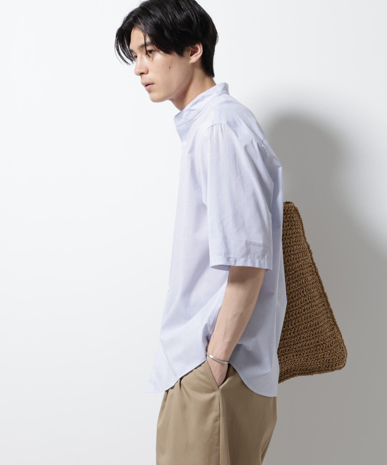 TEXBRID(R)バンドカラーシャツ 半袖 6685121234