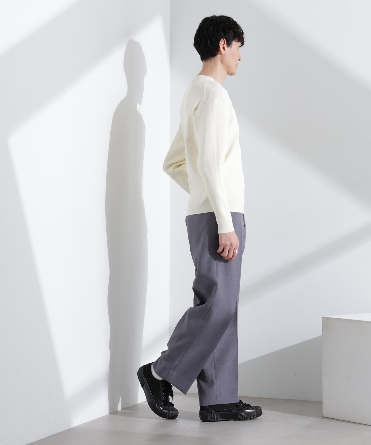 CICAドライタッチ リブクルーネックニット 6685122203