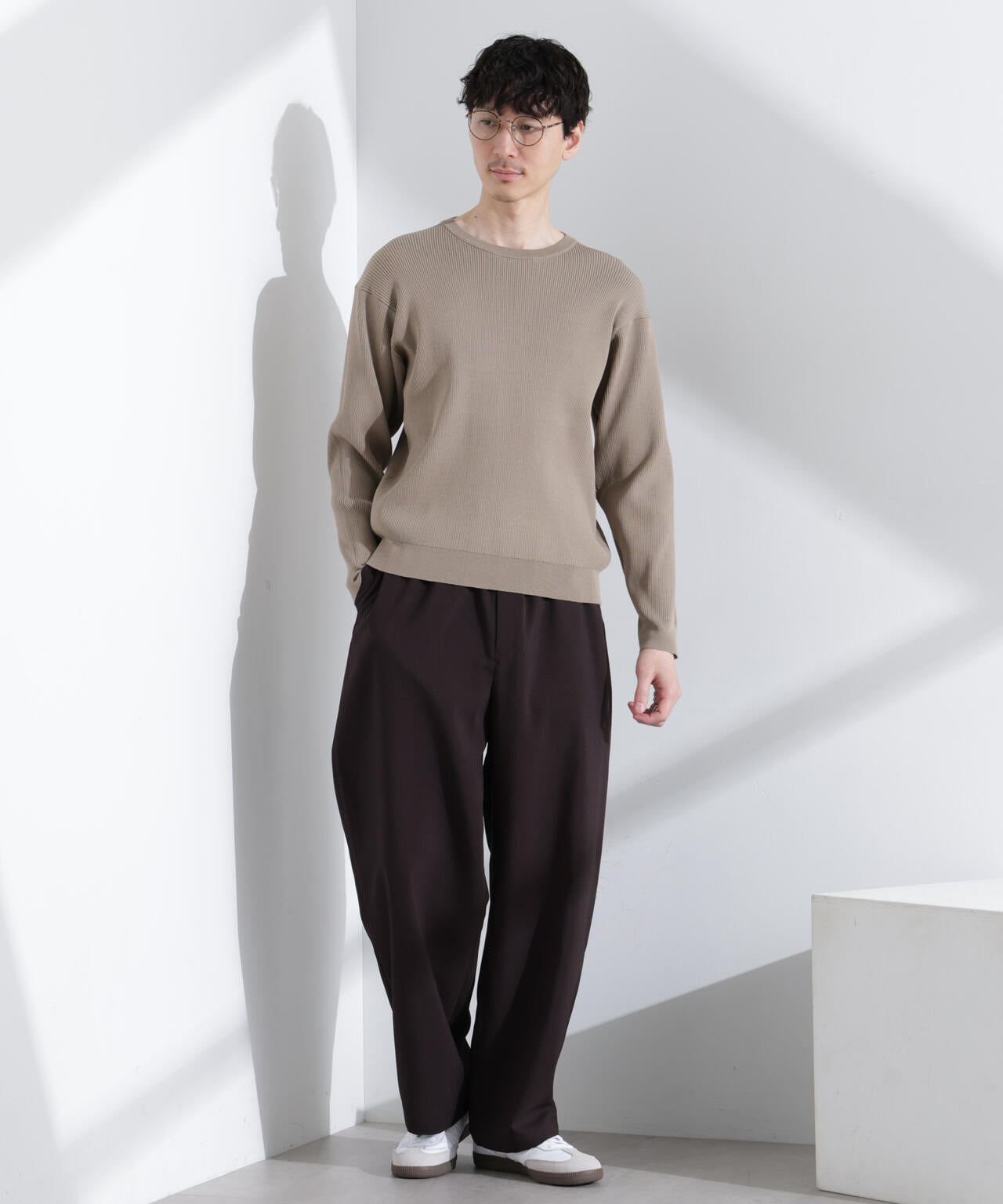 CICAドライタッチ リブクルーネックニット 6685122203