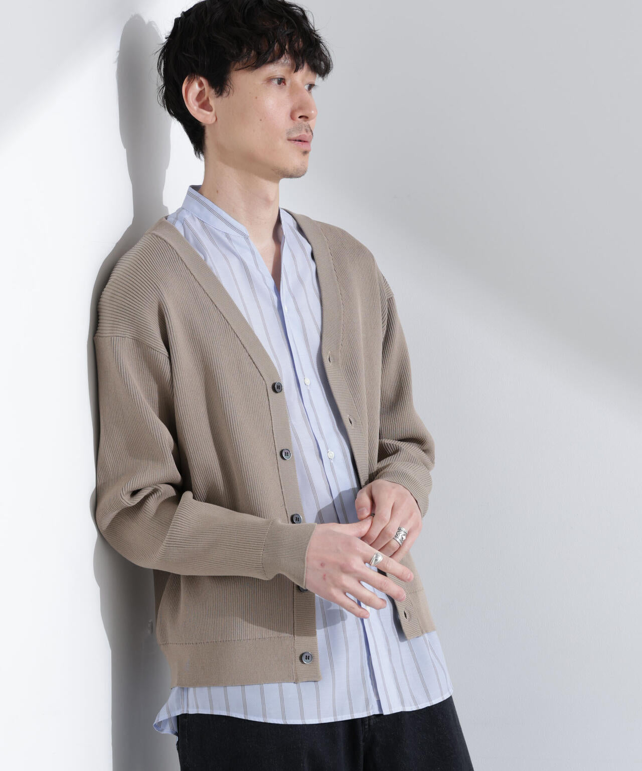 CICAドライタッチ リブカーディガン