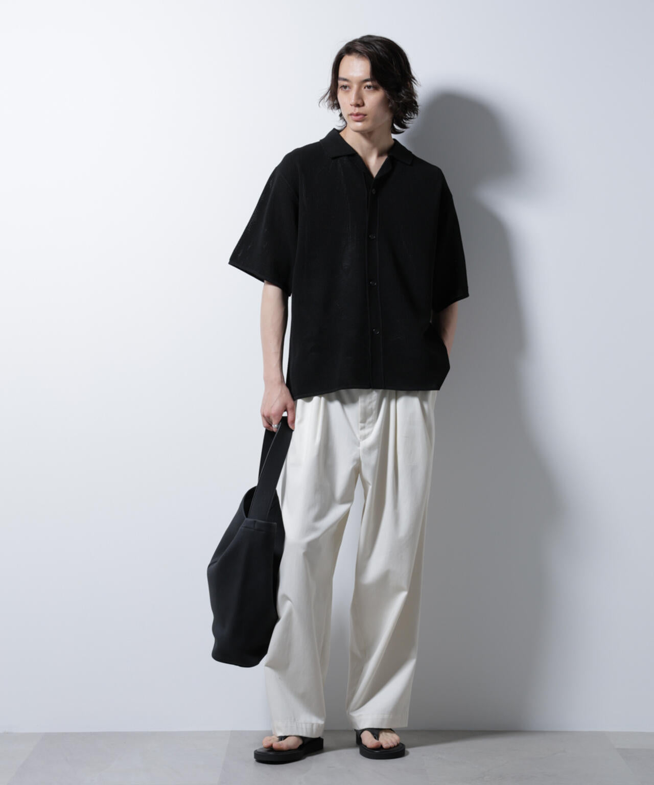 スポンディッシュ メッシュオープンカラーニットシャツ 6685122218